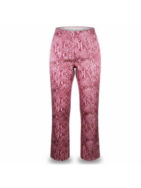 Kay Unger Womens Pink Silk Snake Print Pants Lightweight Straight Leg Size 4